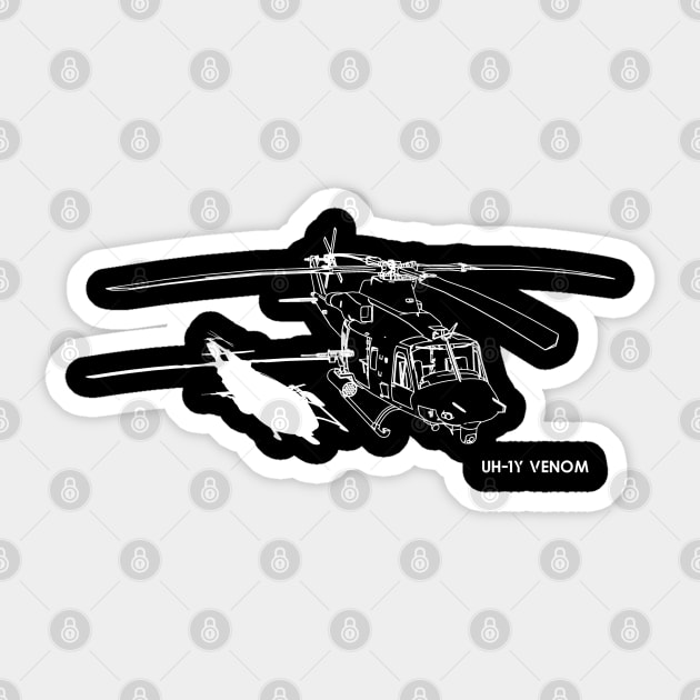 UH-1Y Venom Helicopter Sticker by Arassa Army